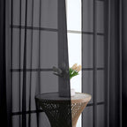 Black Sheer Curtains 108 Inches Long 2 Panels Set, 59 Inch Extra Wide - Image 3