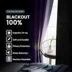 SimpleHome Lilac 100% Blackout Curtains Room Darkening Living Room 45 Inch | - Image 3