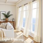 MIULEE Butter Cream Sheer Curtains 108 Inches Long 4 Panels 42 x 108 Inches | - Image 4