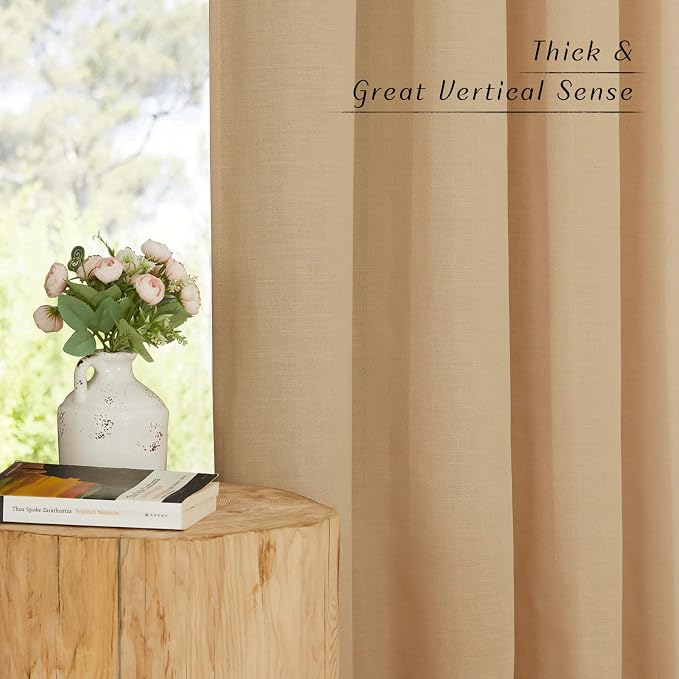 NICETOWN Burlap Thick Linen Curtains 72" Length, Grommet Privacy Window - Image 5