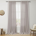 Stone Grey Linen Curtains 112 Inches Long by Nanspring