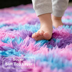 Amdrebio Pink Blue Purple Fuzzy Area Rug 5x7 - Image 4