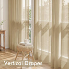 MIULEE Beige Sheer Curtains 63 Inches Long 4 Panels 54 x 63 Inches | Light - Image 5