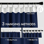 MIULEE Navy Blue Back Tab Blackout Curtains 52x108 Inch Long 2 Panels Set | Rod - Image 3