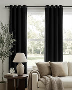 100% Blackout Linen Textured Curtains 90 Inch Long, Light Blocking, Thermal - Image 2