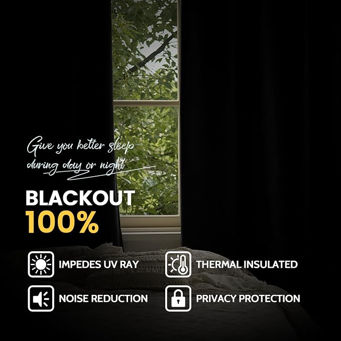Yakamok Dark Purple 100% Blackout Curtains 84 Inches Long 50" Wide 2 Panels | - Image 7