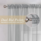 Light Grey Sheer Curtains 84 Inch Length 2 Panels, Balance Light & Privacy - Image 2