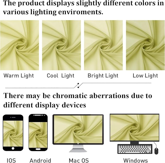 Lemon Sheer Curtains 78 Inches Long 2 Panels, Solid Voile Dual Rod Pockets - Image 4