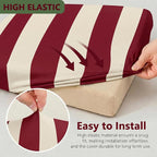CALBODE 8 Pcs Stretch Outdoor Seat Cushion Covers, Washable Striped Chair Seat - Image 3