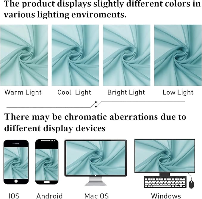 Aqua Sheer Curtains for Living Room 90 Inches Long 2 Pcs, Voile Solid Color - Image 4