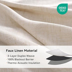 100% Blackout Linen Textured Curtains 90 Inch Long, Oatmeal | 100% Blackout - Image 4