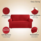 Easy-Going Stretch 4 Seater Oversized Sofa Couch Cover Christmas Red | 1-Piece - Image 4