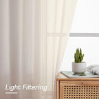 Sheer Cream Curtains 84 Inch Length 2 Panels Set - Image 3