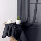 Black Sheer Curtains 50 Inch Length 2 Pcs, Light Filtering Bedroom Curtains - Image 9