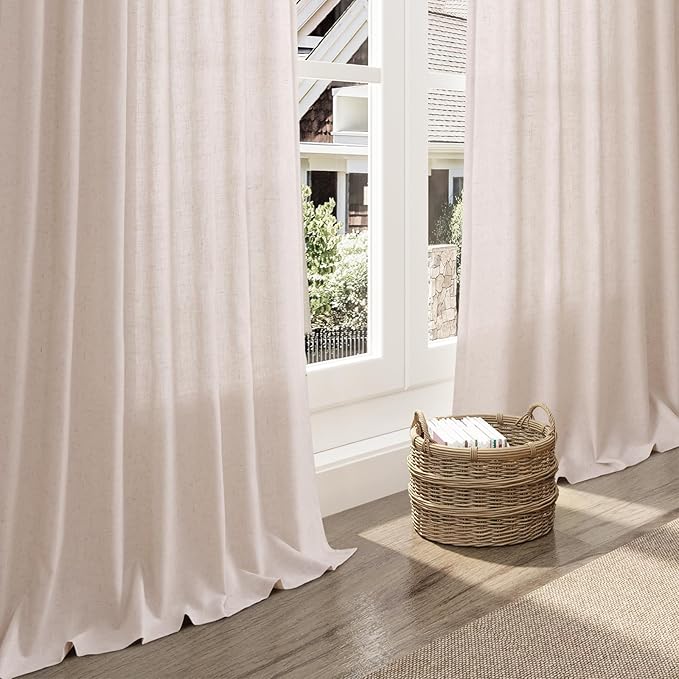 Natural White Linen Curtains 84 Inch Length - Image 5
