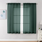 Chyhomenyc Hunter Green Sheer Curtains 54 Inch Long 2 Panels Set, Short Voile by Chyhomenyc