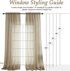 Taupe Sheer Curtains 72 Inches Long 2 Panels Set, Light Filtering Sheer Curtains - Image 2
