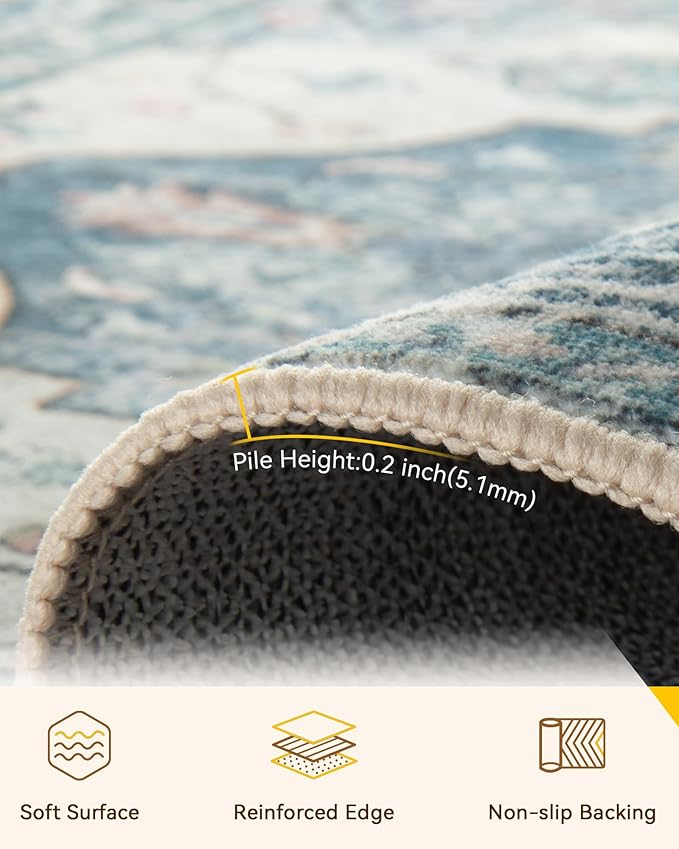 RELEANY Washable Area Rug, Runner 2'6"x10', Water Repellent, Pet Friendly - Image 2