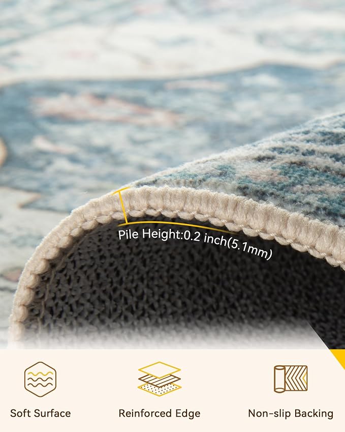 RELEANY Washable Area Rug, Square 4'x4', Water Repellent, Pet Friendly - Image 2