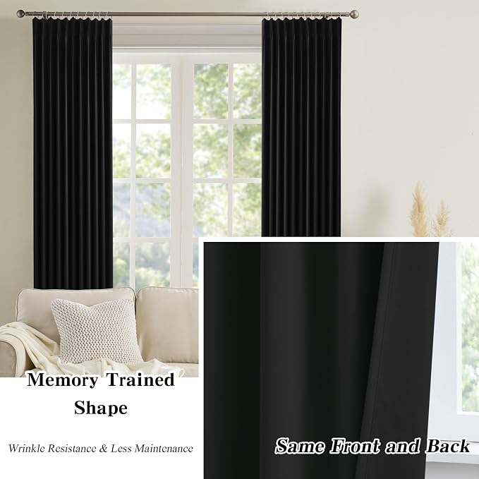 Black Blackout Curtains 156 Inches Long - Image 6