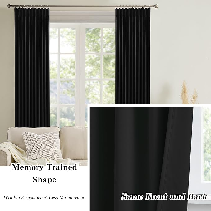 Black Blackout Curtains 132 Inches Long - Image 6