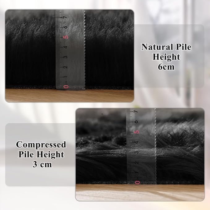 ORINOVA Black Shag Faux Fur 4x6 Area Rugs - Image 4