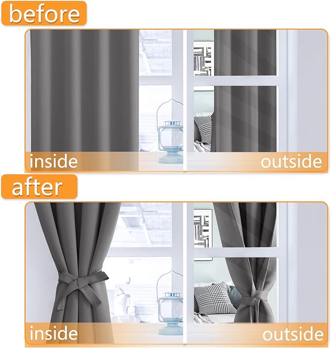 RV Blackout Curtains for Bedroom, 52 x 36 Inches Long, Light Grey | Thermal - Image 4