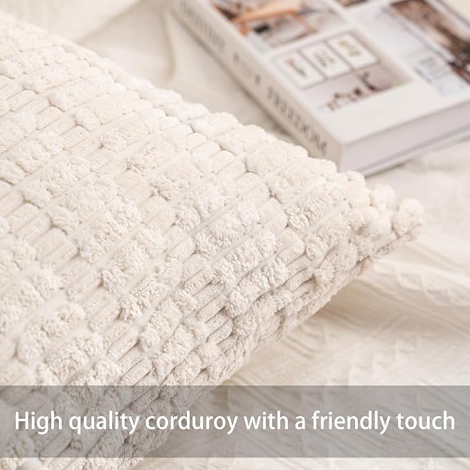 Aegero Pack of 2 Corduroy Decorative Throw Pillow Covers 18x18 Inch - Image 3