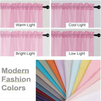 Pink Valances for Windows, Modern Solid Mini Small Window Curtains for Cafe - Image 5