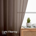 Sheer Curtains 54 inches Long for Living Room Bedroom, Rod Pocket Light - Image 3