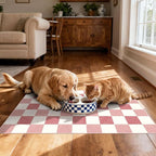 Pink White Checkered Rug - Image 6