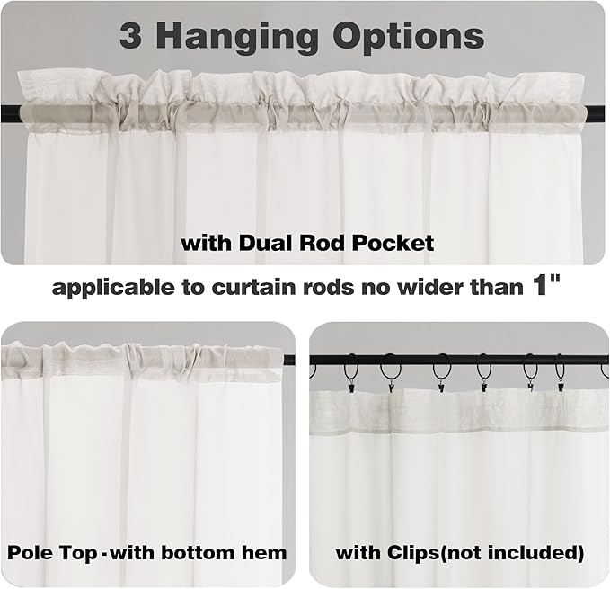 Chyhomenyc Ivory Sheer Curtains 72 Inches Long 2 Panels Set - Image 5