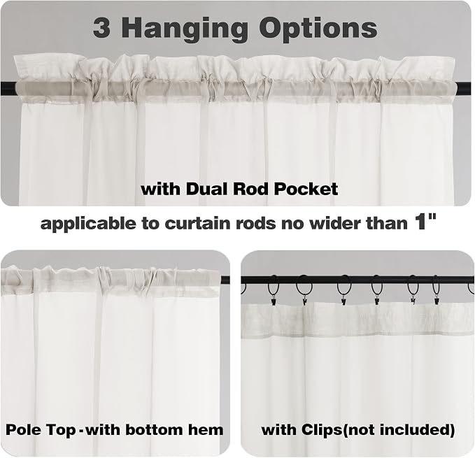 Chyhomenyc Extra Long Ivory Sheer Curtains 108 Inches Long 2 Panels, Light - Image 3