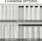 Off White Semi Sheer Linen Curtains 90 inch Length - Image 3