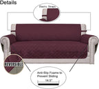 Easy-Going Reversible Couch Cover, 3 Cushion Sofa, Wine/Beige | Machine - Image 3