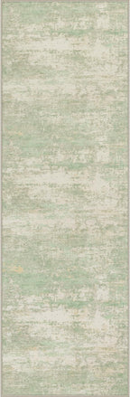 3x14 Washable Runner Rug：Modern Abstract Soft Carpet Green Cream | by FXRHLP