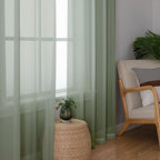 Sage Green Sheer Curtains 78 Inches Long 2 Pcs, Modern Solid Voile Light - Image 2