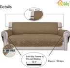 Easy-Going Reversible Couch Cover, 3 Cushion Sofa, Camel/Ivory | Machine - Image 3