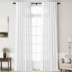 Linen White Curtains 145 inch Extra Long by Nanspring