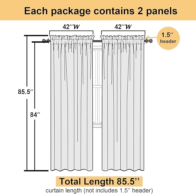 Light Pink Sheer Curtains 84 Inches Long 2 Panels Set, Dual Rod Pocket Light - Image 3