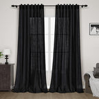 Extra Long Black Curtain 108 inches Long 2 Panels Set by Nanspring