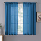 Tollpiz Short Sheer Curtain Linen Textured Living Room Curtains Sheer Light by Tollpiz