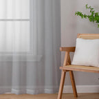 Light Grey Sheer Curtains 63 Inch Length 2 Panels, Light Filtering Solid Voile - Image 8