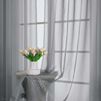 Sheer Grey Curtains, Sheer Curtains 63 inch Length 2 Panels Set, Rod Pocket - Image 6