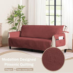 Quilted Red Sofa Slipcovers - Image 2