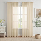 MIULEE 2 Panels Sheer Curtains for Living Room 54 X 102 Inches Cream | Window by MIULEE