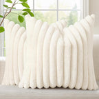 decorUhome Fall Faux Fur Throw Pillow Covers 16x16 Set of 2 Cream White | by decorUhome