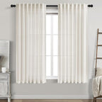 Cream Linen Curtains 67 Inch Length by Nanspring