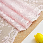 YJ YANJUN Vintage Lace Curtains Elegant Floral Pink Sheer French Door Curtains - Image 4