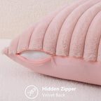 decorUhome Fall Faux Fur Throw Pillow Covers 20x20 Set of 2 Pink | Decorative - Image 3